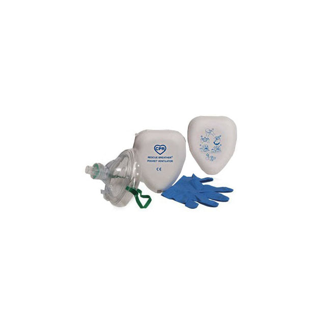 Rescue Breather® CPR Pocket Ventilator, Headstrap, Oxygen Inlet, Disposable