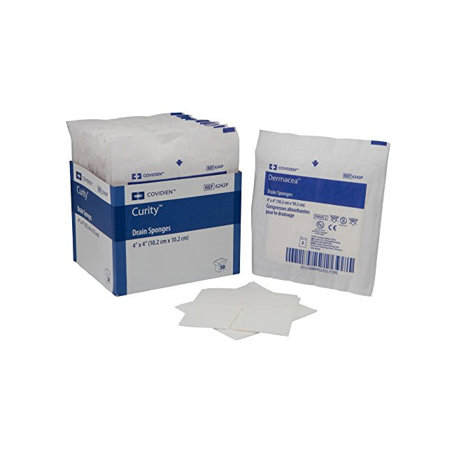 Curity™ Standard Non-Woven Drain Gauze Sponge, Sterile, 6-Ply, W4" x L4"