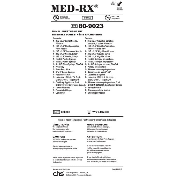 Med-Rx® Spinal Anesthesia Tray- 80-9023N