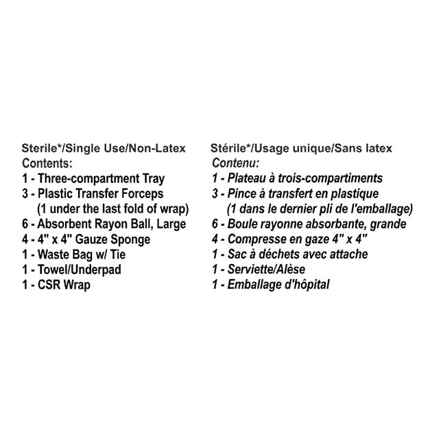 TRAY DRESSING 3-PART TRAY 3 PLAS FCPS GAUZE RAYON BALLS BAG 1 TOWEL CSR WRAP