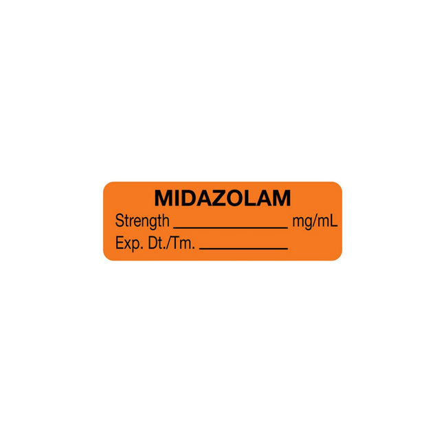 Anesthesia Label, Midazolam mg/mL, Orange