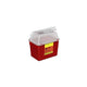 Sharps Collector, Multi-Use, Nestable, Hinge Cap, 8qt, Clear Top, Red Base