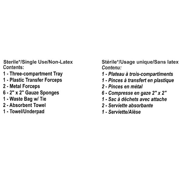 TRAY DRESSING 3-PART TRAY 2 METAL FCPS 1 PLASTIC FCP GAUZE BAG 3 TOWELS