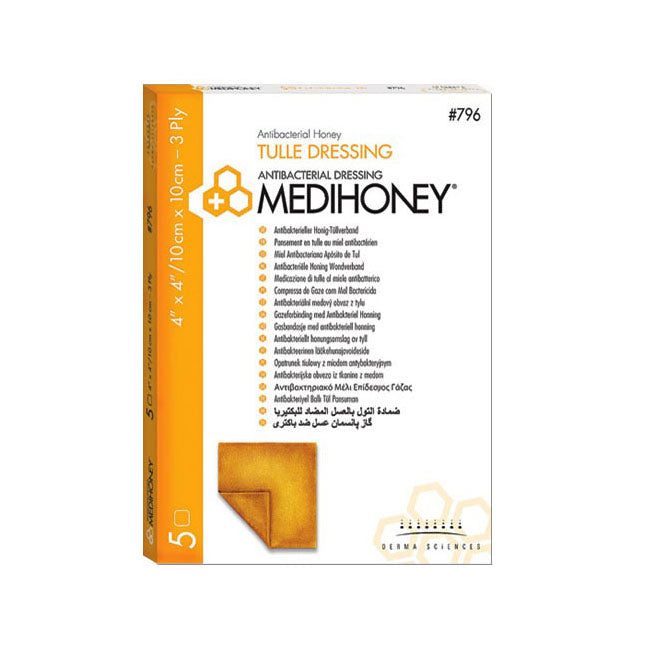 Medihoney® Antibacterial Honey Tulle Dressing, 3-Ply