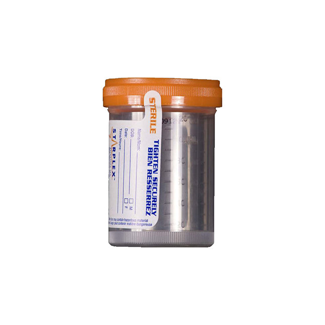 Leakbuster™ Specimen Container, Orange O-Ring Cap, Sterile