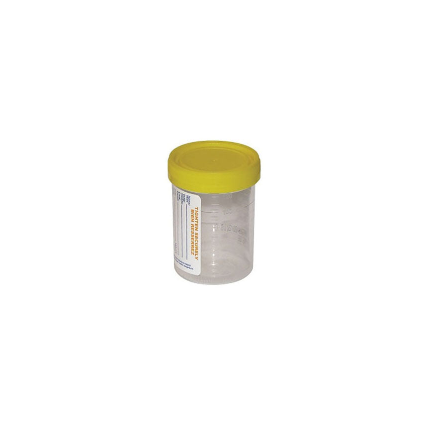 Leakbuster™ Specimen Container, Yellow O-Ring Cap, Non-Tabbed Label