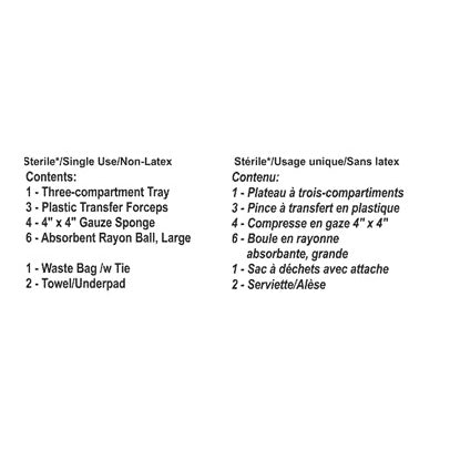 TRAY DRESSING 3-PART TRAY 3 PLASTIC FORCEPS GAUZE RAYON BALLS BAG 2 TOWELS