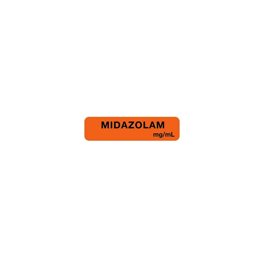 Anesthesia Label, Midazolam mg/mL, Orange